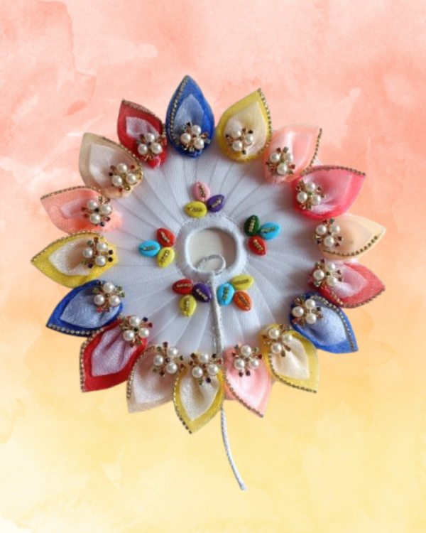White Colour Laddu Gopal Dress With Multicolor Leaf